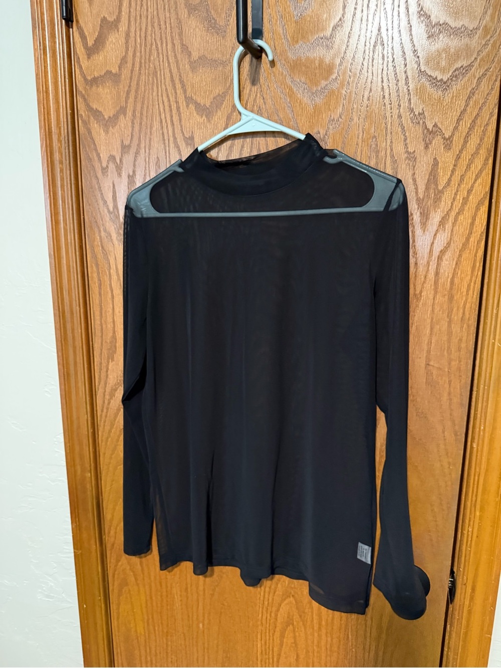 Sterling Creek Sheer Black Long Sleeve Mock Neck Top